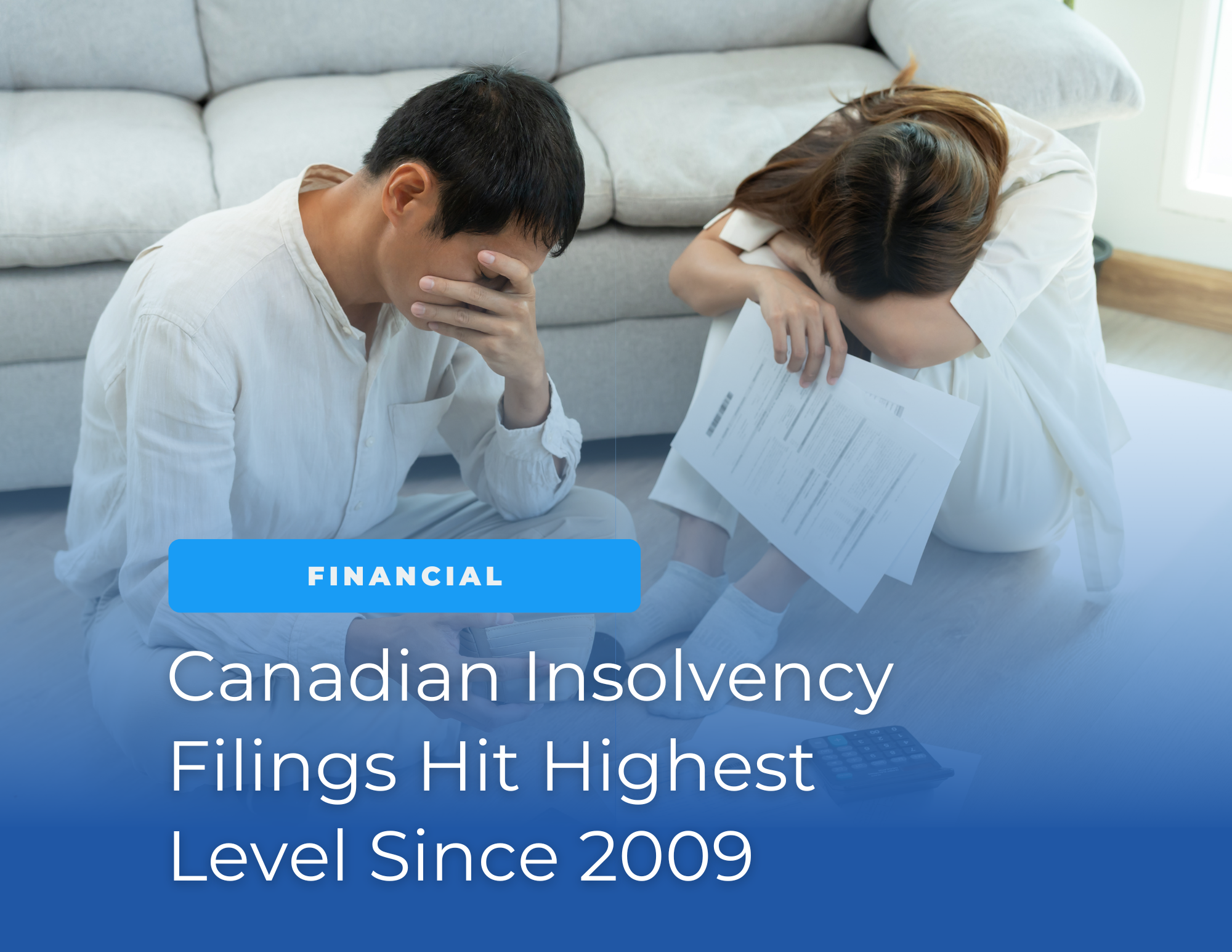 a couple stressed about their finances due to insolvency rates